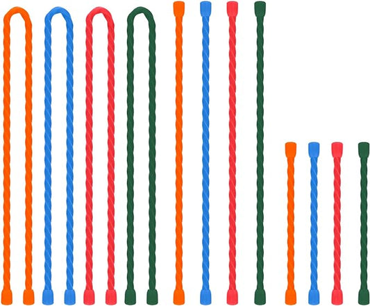 12 PCS Silicone Cable Ties 4 6 12 Inch Steel-Core Twist Ties Reusable Rubber Ties Straps for Organizing Bundling and Holding Wire All Purpose Bendable Cord Tie for Indoor and Outdoor (4 Colors)