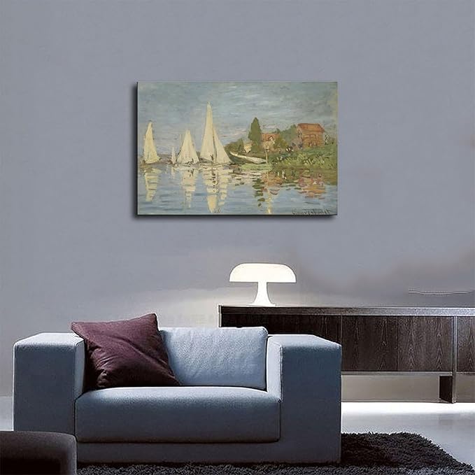 CFIOZYOS 40+ Monet Famous Print Posters Regattas at Argenteuil by Claude Monet Impressionism Canvas Poster Wall Art Print Bedroom Decor Office Room Kitchen Decor Gift Unframe 24×36inch(60×90cm)