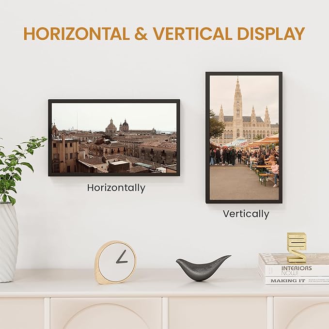 7x12 Aluminum Metal Picture Frame,Tempered Glass Black Photo Frame 7x12 for Family Photo,Posters,Art,Document to Wall Mount Horizontally or Vertically