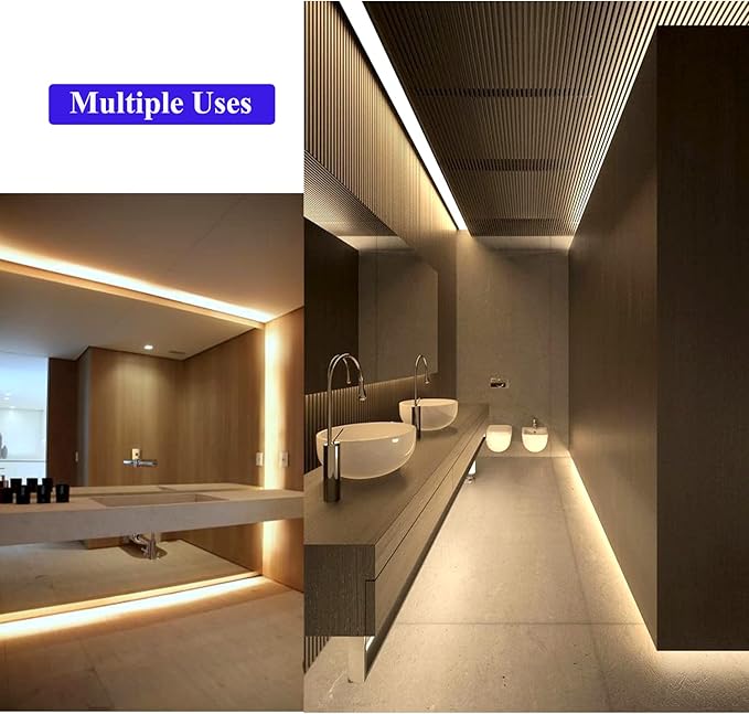 40ft Warm White Led Strip Lights, Flexible 3000k Dimmable Super Bright 12V led Light Strip in Indoor Cuttable for Bedroom, Christmas, Kitchen, Cabinet,Mirror, Not Waterproof, 2 Rolls of 20ft