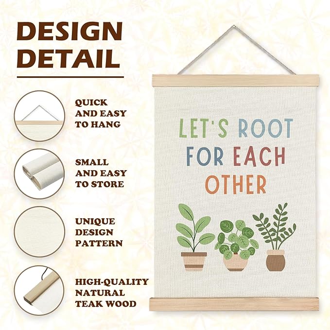 LUVADIAN Let's Root for Each Other Poster Hanger Frame - Motivational Wall Art Prints Decor for Classroom Homeschool Playroom, Boho Classroom Decor, Kids Playroom Decor, 12x16 Inches