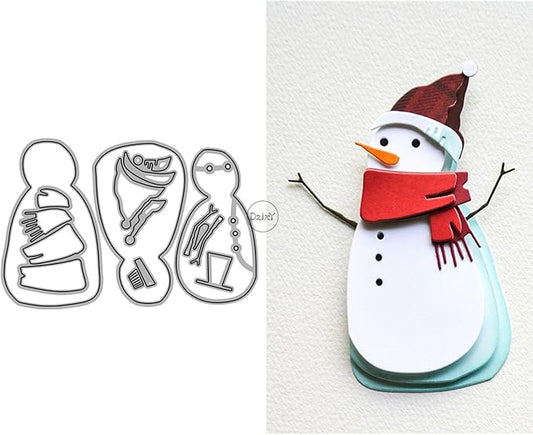 DzIxY Christmas Patchwork Snowman Scarf and Hat Metal Cutting Dies for Card Making Kit Embossing Paper Die Cuts Set Scrapbook Stencils Supplies Machine Templates