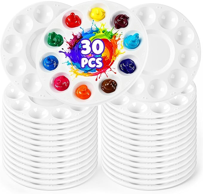 30PCS Paint Tray Palettes, Plastic Paint Pallets for Kids, Watercolor Palette Painting Tray for Art Painting