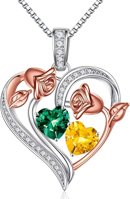 Iefil Christmas Gifts for Women Wife - 925 Sterling Silver Rose Heart Necklace, Stocking Stuffers for Women, Anniversary Birthday Gifts for Wife Girlfriend Mom