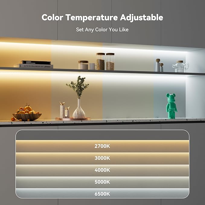 PAUTIX CCT COB LED Strip Light White Tunable 6400LEDs,CRI90+ 32.8ft/10m Dimmable 2700K-6500K 24V LED Tape Lights Kit,Work with Alexa/Google Assistant,for Under Cabinet Bedroom Kitchen DIY Lighting