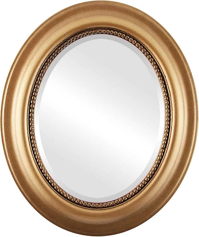 OVALCREST Oval Beveled Wall Mirror for Home Decor - Heritage Style - Desert Gold - 17x21 Outside Dimensions