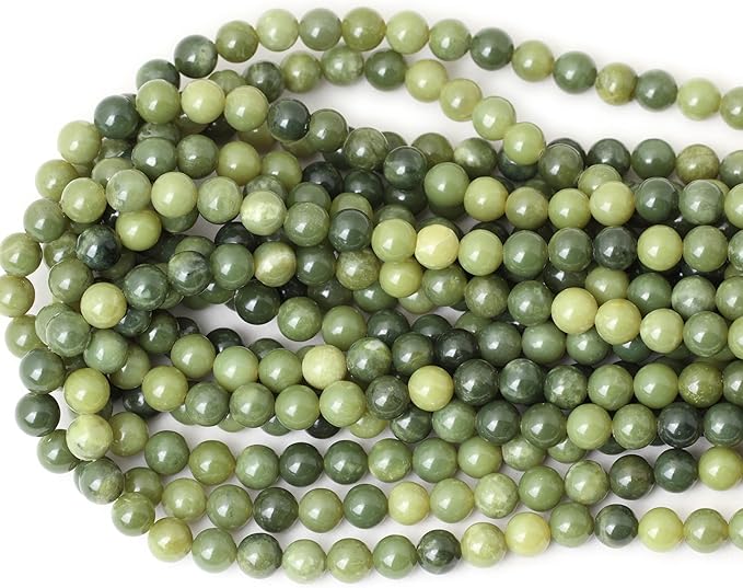 45PCS 8mm Natural Canadian Jade Gemstone Round Loose Beads Stone Beads for Jewelry Making DIY 1 Strand 15"