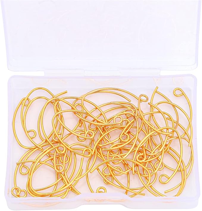 18K Gold Plated Earring Hooks U Shape 14x20mm 40pcs for Jewelry Making Findings