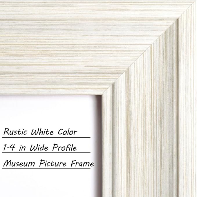 Yaetm 9x12 Picture Frame Matted to 6x8 Set of 4, 1.4” Wide Molding & Rustic White Photo Frames 9 x 12 with HD Tempered Glass for Wall Gallery, Home and Office, Wall Mount (4 pack, White)