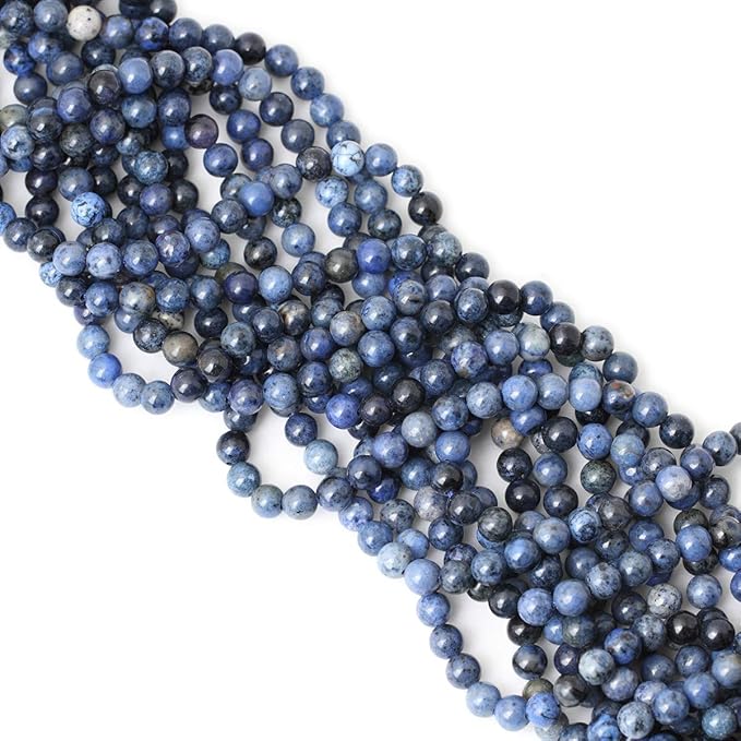 60PCS 6mm Natural Dumortierite Gemstone Round Loose Stone Beads for Jewelry Making Crafts Design 1 Strand 15"