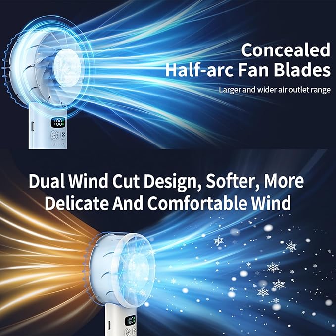 Portable Handheld Mini Turbo Jet Fan - USB Rechargeable with 12-16 Working Hours & Built - in Power Bank, Ideal for Outdoor/Travel/Vacation/Concerts