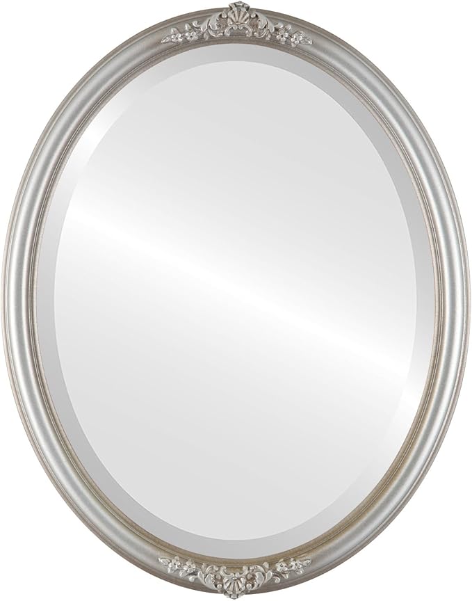OVALCREST Oval Beveled Wall Mirror for Home Decor - Contessa Style - Silver Shade - 26" x 20"