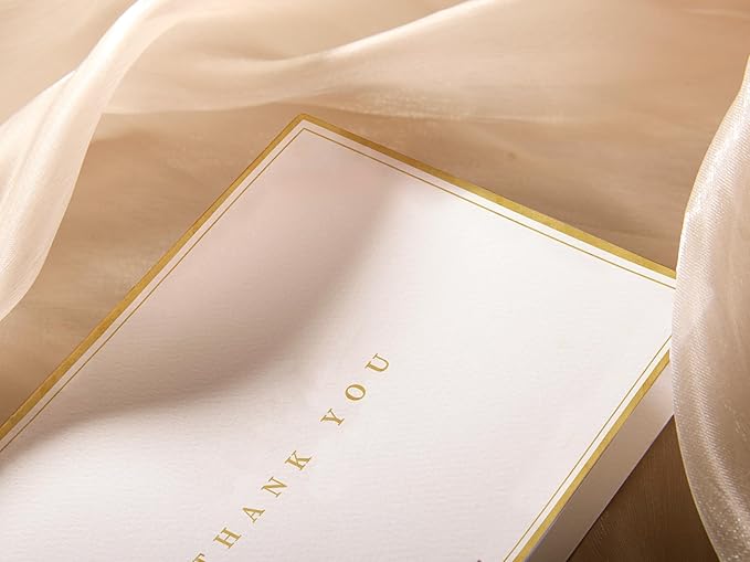 20 Pack Thank You Cards with Envelopes, 4.25×5.5 Inch Textured Thank You Notes, Gold Foil Thank You Cards with V-Shape Gold Foil Envelopes, Blank Inside for Wedding Baby Shower Business