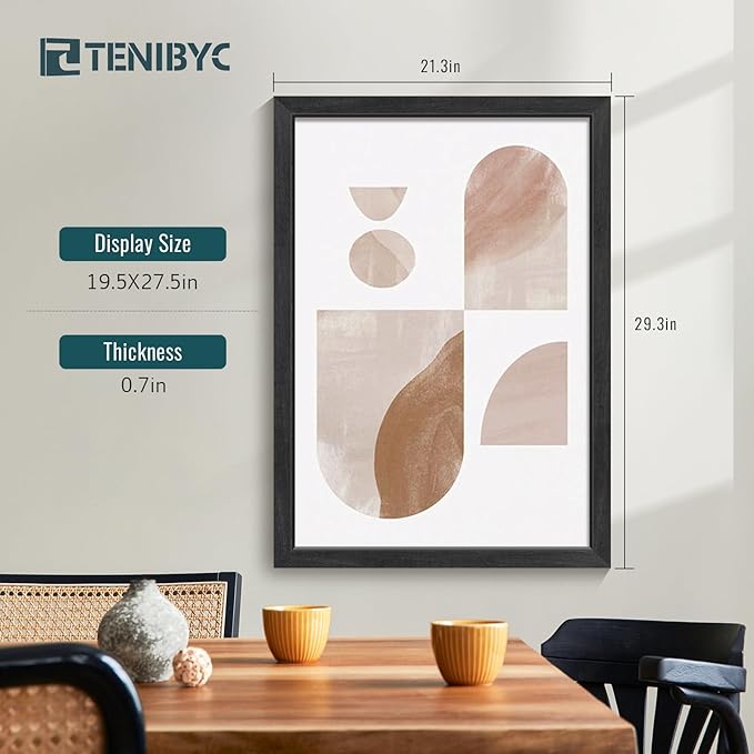Picture Frame 4 Pack - Solid Wood Poster Photo Frame - Woodgrain Series - Room, Office, Gallery, Studio Display - Wall Hanging