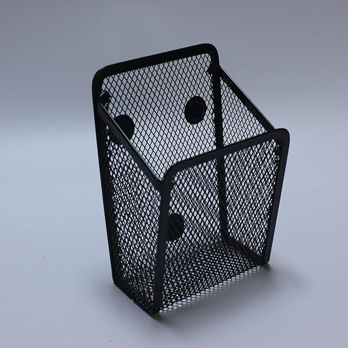 Mantouxixi 2 Pack Magnetic Pencil Pen Holder, Rectangle Metal Mesh Basket Storage Organizer with Extra Strong Magnet to Hold Refrigerator, Whiteboard, Locker Accessories, Office Supplies - Black