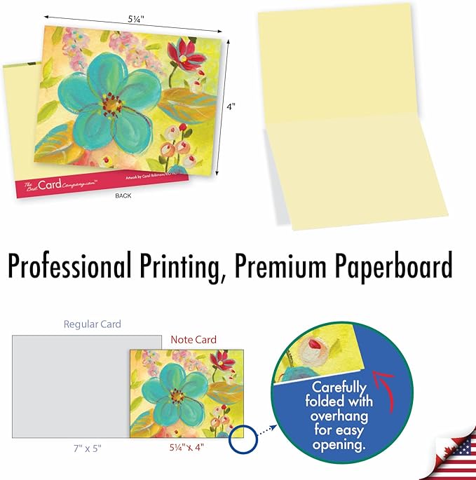 The Best Card Company - 10 Assorted Flower Cards Blank for Women (4 x 5.12 Inch) - All Occasion Floral Greetings Boxed - Summer Flowers M3741OCB-B1x10