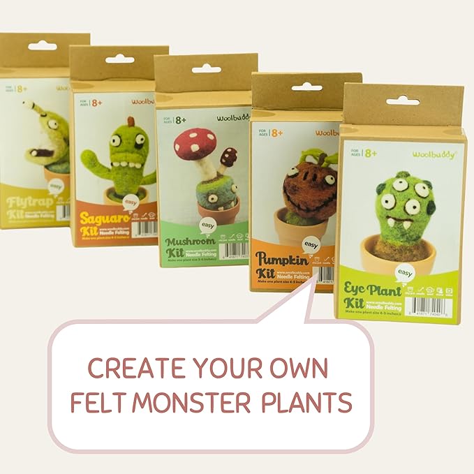 Woolbuddy Needle Felting Kit, Pumpkin Monster Craft for Beginner Adults, Includes Supplies and Instructions, Creative Design for Unique DIY Projects