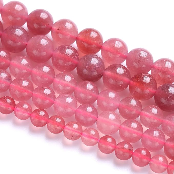 6MM 60PCS Natural Strawberry Quartz Crystal Jade Spacer Loose Beads for Jewelry Making DIY Bracelet Necklace