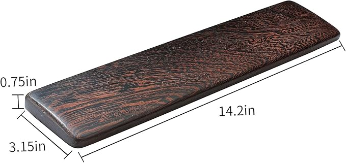 Wooden Keyboard Wrist Rest and Mouse Pad - Solid Wood Palm Rest Guard, Wenge, 14.2in