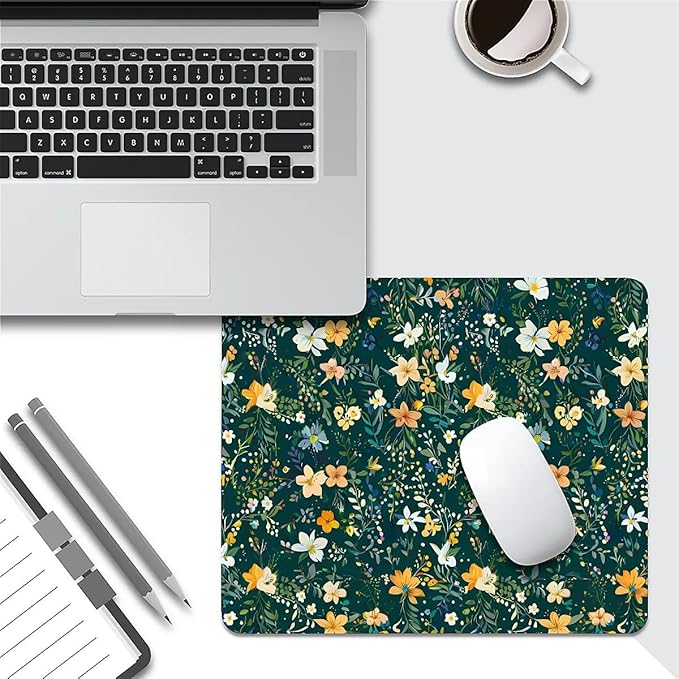 Square Mouse Pad Wild Flower 1, Personalized Premium-Textured Custom Mouse Mat Design, Washable Mousepad Cloth, Non-Slip Rubber Base Computer Mouse Pads for Wireless Mouse