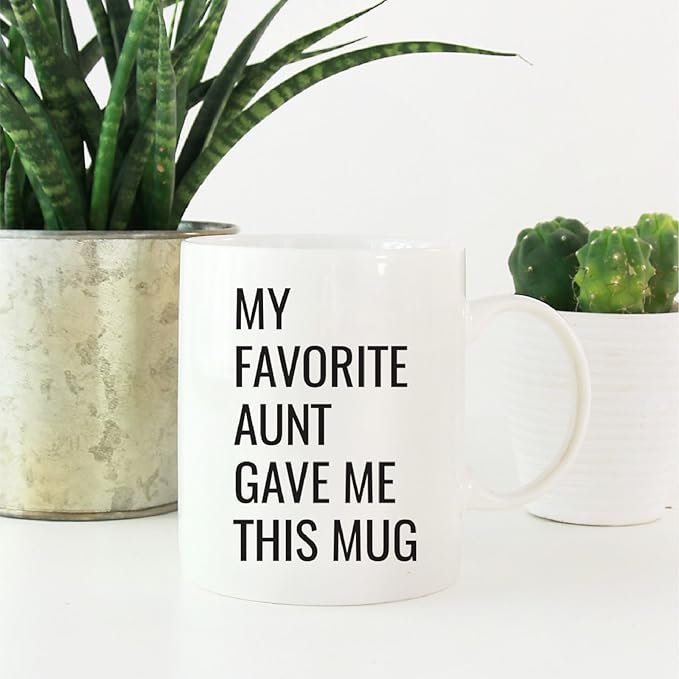 Andaz Press 11oz. Funny Coffee Mug Gag Gift, My Favorite Aunt Gave Me This Mug, 1-Pack, Niece Nephew Birthday Christmas Sarcastic Humor Gift Ideas