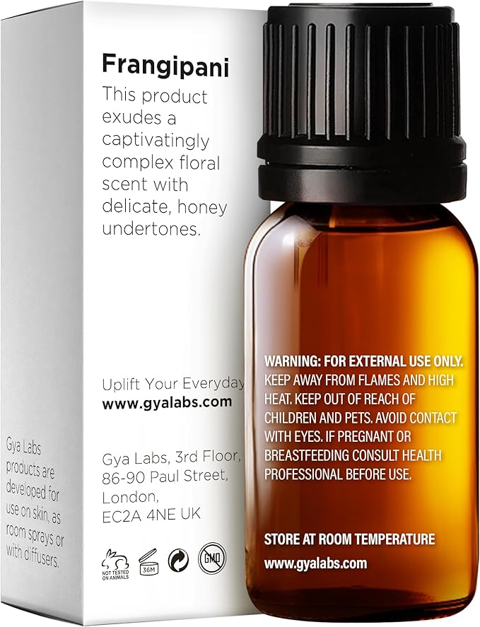 Gya Labs Frangipani Essential Oil - 0.34 Fl Oz - for Hair, Skin, Diffuser, Aromatherapy & DIY Candle Making Scent