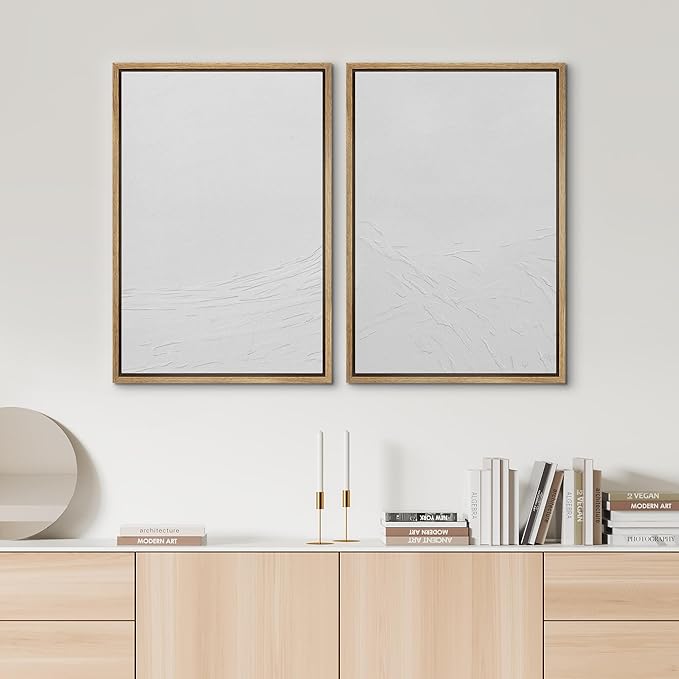 SIGNWIN Framed Canvas Print Wall Art Set Geometric Gray Pastel Color Field Landscape Abstract Shapes Illustration Modern Art Minimalism Decorative for Living Room, Bedroom, Office - 16"x24"x2 Natural