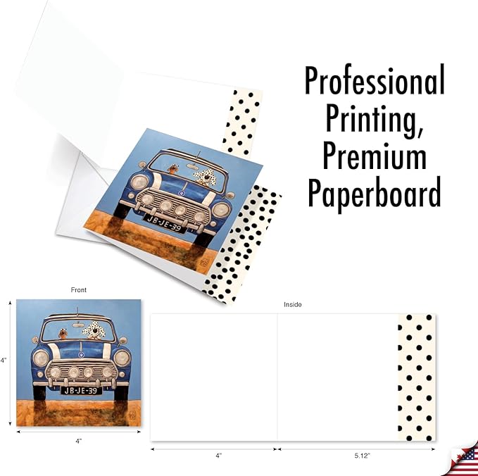 The Best Card Company - 10 Blank Dog Cards Assorted (4 x 5.12 Inch) - Adorable Boxed Animal Note Cards for All Occasions - See Spot Drive MQ4977OCB-B1x10