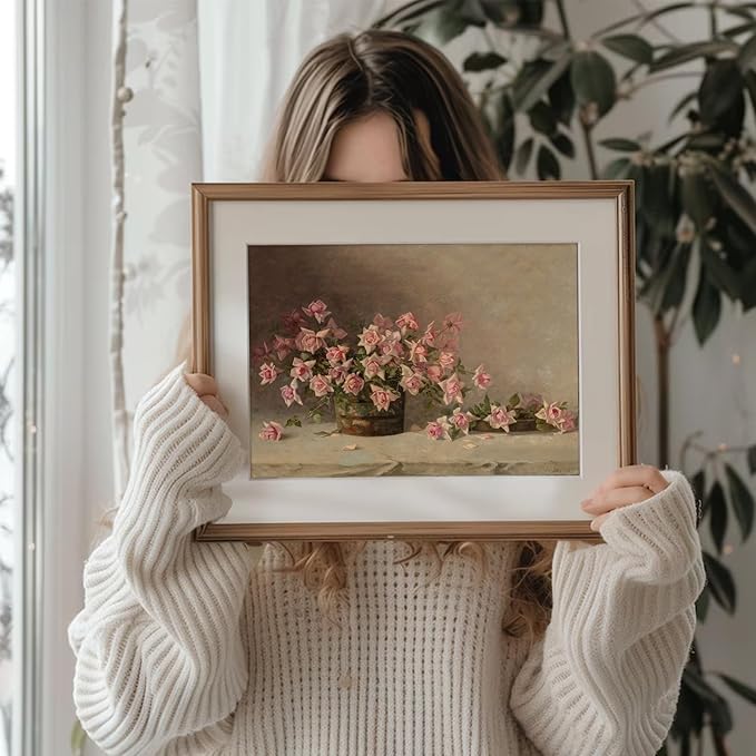 uniro Vintage Floral Wall Art, French Country Wall Decor, Retro Flower Botanical Painting, Farmhouse Wall Art Rustic Antique Canvas Prints Vintage Art Pictures for Bedroom Bathroom Decor( 8" x 10"-UNFRAMED)
