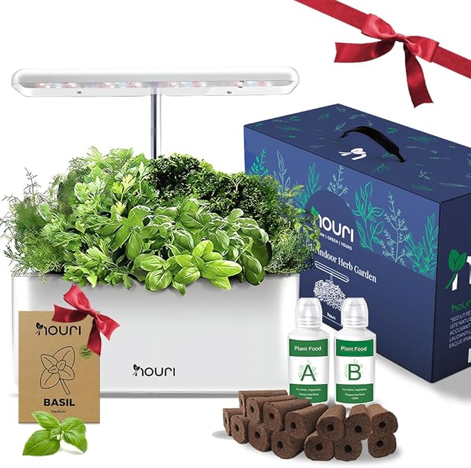 Nouri 7 Pod Smart Garden for Home Cooks | w/Heirloom Salad | Hydroponics Growing System | LED Grow Lights | Indoor Herb Garden Kit | Herb Growing Kit Indoors for Plant Lovers, Gardeners, Kitchen