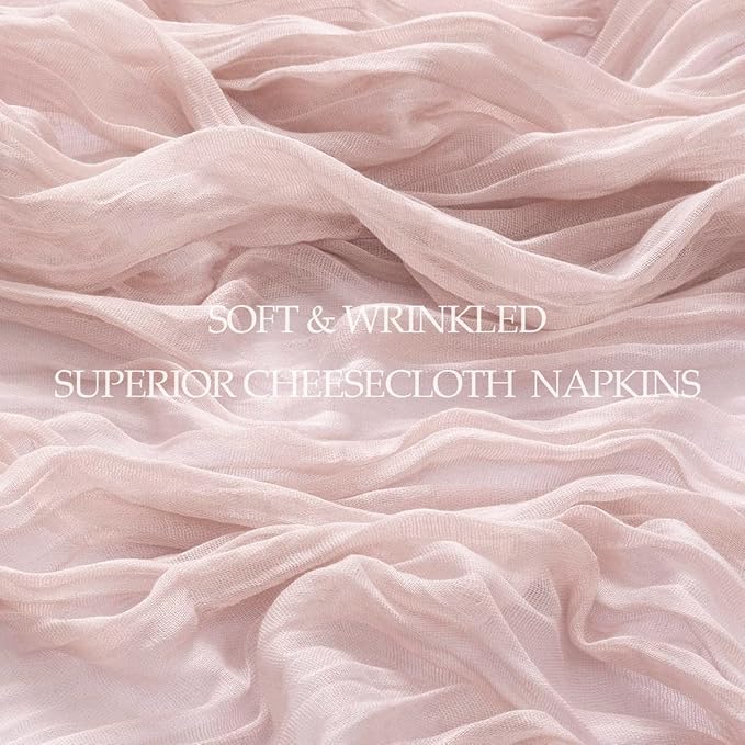 20 Pack Pink Cheesecloth Napkins Spring Cloth Napkins Set of 20 Pale Pink Dinner Napkins Bulk 21x21 Inches for Wedding Bridal Shower Baby Shower Valentine's Day