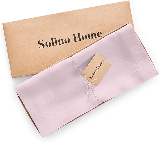 Solino Home Linen Table Runner 120 Inches Long - 100% Pure Linen Ice Lilac Dining Table Runner 14 x 120 Inch for Valentines, Spring, Easter - Sonoma