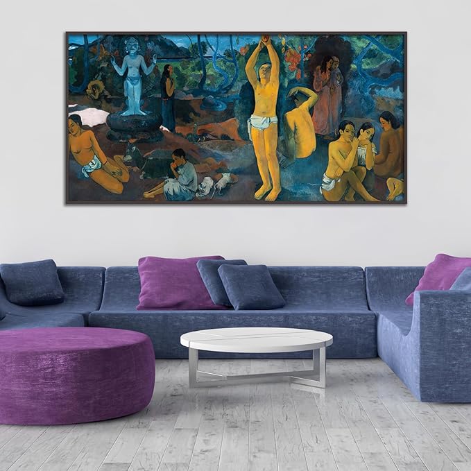 OKRA Where We Come From Who We Are Where We Are Going Poster By Paul Gauguin Painting Reproduction of Famous Painting Vintage Poster Room Aesthetic Wall Decorate Unframed(16x32in/40x80cm)
