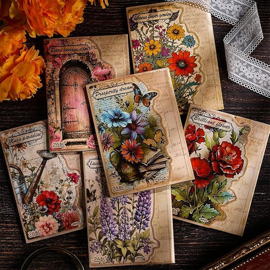 Vintage Old Looking Garden Flower Scrapbook Paper - 180 Sheets Cottagecore Floral Botanical Journaling Scrapbook Supplies Craft Paper Ephemera for Letter Writing,Poster,Planners