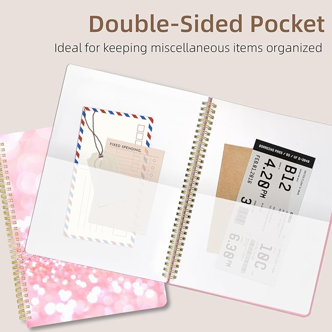 Cute Spiral Notebook journal A4 Aesthetic Pretty Design for Women Girls Kawaii with Pocket, 8.5 x 11 inch, Graph, Positive