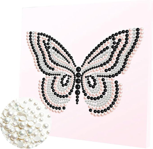 DIY Pearl Painting Kit with Wooden Frame, 3D Plastic Pearl Gemstone Ocean Art Craft for Adults Beginners, Diamond Art Kits for Adults, Home Wall Decor Ready Gift for Women(Butterfly)(30 * 30cm)