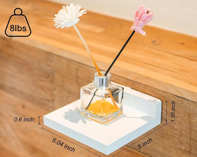 Small Floating Shelves Mini Shelves Hanging Display 5 Inch Wall Shelf for Bathroom Livingroom Bedroom,3 Pack, with 2 Types of Installation, Great for Room Decor