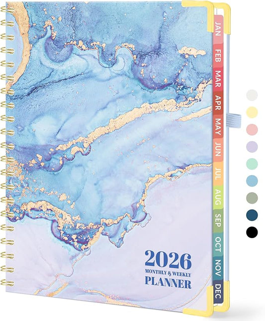 2026 Planner, Forvencer Calendar Planner Weekly and Monthly, Jan 2026-Dec 2026, 8.5" X 11", Hardcover Agenda Book, Daily Journal Organizer with Inner Pocket, Notebook Office School, A4, Azure Marble