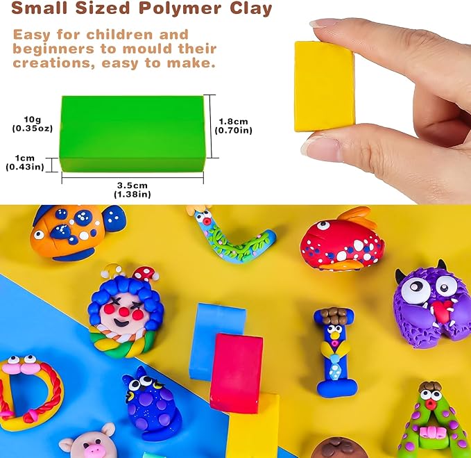 CiaraQ Polymer Clay Kit, 48 Colors Modeling Clay for Kids, Small Blocks Oven Bake Clay, DIY Mold Starter Kits, Gifts for Children&Adult and Artist.