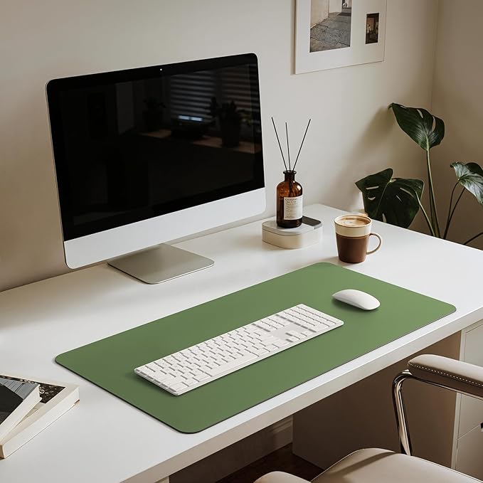Jotsome Leather Desk Mat, Non-Slip Desk Blotter Pad - Desk Protector for Office, Home, Laptop, and Desktop, Gift for The Holidays or Christmas (Forest Green, 34" x 17")