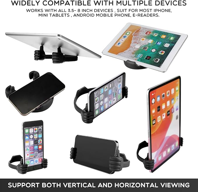 Yaomiao 8 Pcs Thumbs up Shaped Cell Phone Stands Universal Cell Phone Holder Flexible Mobile Phones Stand Adjustable Smartphone Stand Holder for Desk Offices Bedrooms Airplanes Travel (Black)