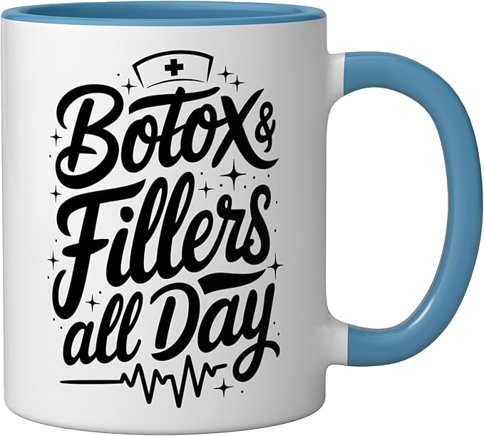 Botox Nurse Injector Design for Aesthetic Cosmetic Nursing Ceramic Mug, Blue/White