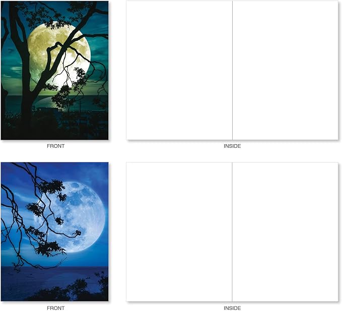 The Best Card Company - 20 Landscape Nature Note Cards Blank (4 x 5.12 Inch) (10 Designs, 2 Each) - Moonshine AM7169OCB-B2x10