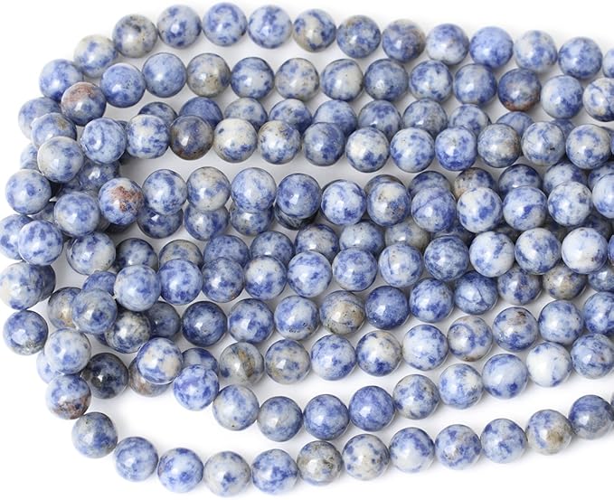 35PCS 10mm Natural Blue White Sodalite Gemstone Round Loose Beads for Jewelry Making 1 Strand 15"