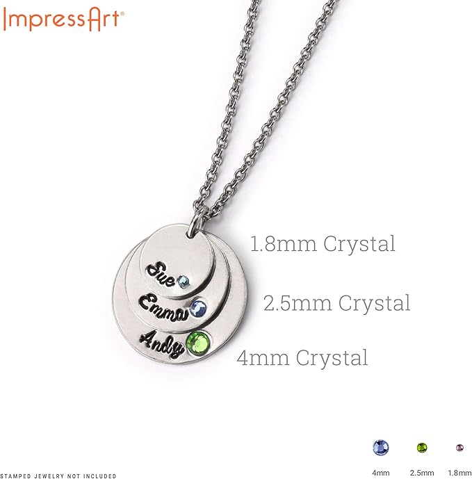 ImpressArt - Birthstone Colored Mixed Crystals Pack, Crystal Setter Refills | Includes 432 Crystals: 12 Colors in 3 Sizes (1.8mm, 2.5mm, and 4mm)