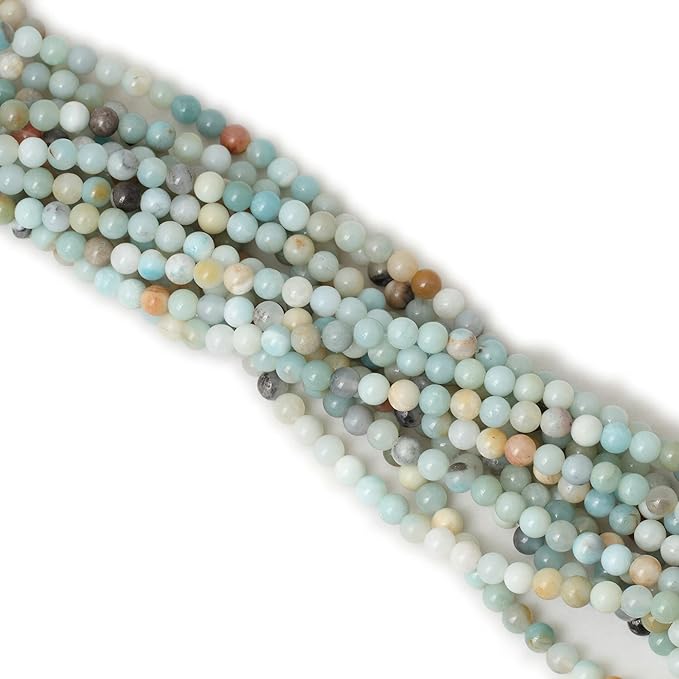 60PCS 6mm Natural Mix Color Amazonite Gemstone Round Loose Beads Stone Beads for Jewelry Making DIY 1 Strand 15"