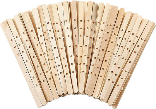 100pcs Wooden Candle Wick Holders - 3 Wick Candle Holders, Candle Making Wick Centering Tool with 7 Holes