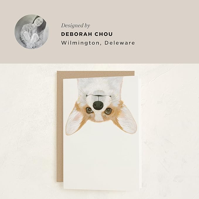Minted Corgi Dog Greeting Cards – 5 Pack of Folded 5x7 Blank Greeting Cards on Paper with Matching Envelopes | All Occasion Stationery Set for Birthdays, Thank You, Congratulations, Everyday Notes