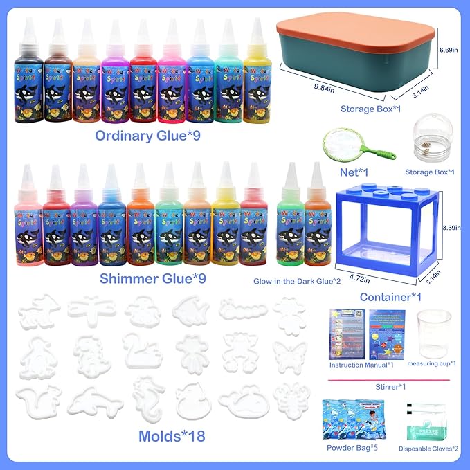 Hunfur Magic Water elf Toy Kit, 20 Magic Gels & 18 Molds–Make Your Own Water Pets Toys, Fun Activities DIY Crafts Kits for Kids Ages 4-8 8-12