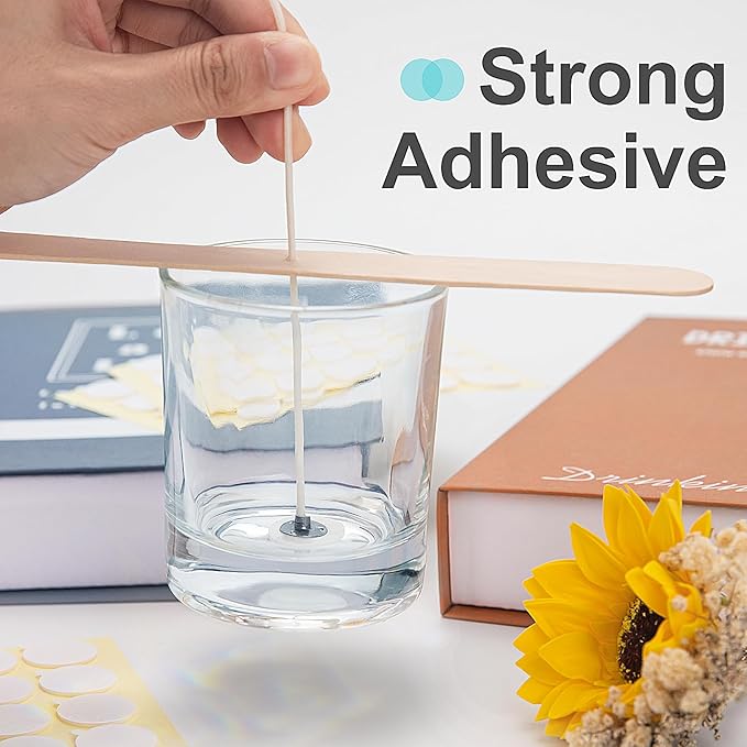 2400PCS Candle Wicks for Candle Making, Candle Wick Stickers, Heat Resistance Double-Sided Stickers with The Little ”Tail “, Stickers for Candle Making (Pack of 2)
